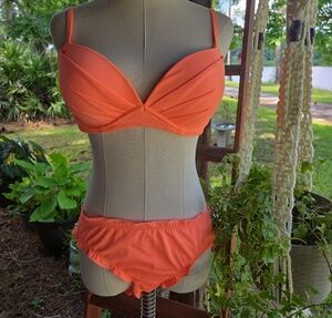 Smart And Sexy Hot Orange Scrunchie Bottom Bikini Swimsuit